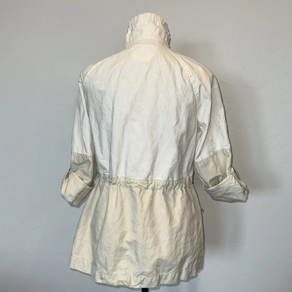 Ann Taylor Loft Petite White and Khaki Spring/Summer Light Cotton Jacket, XSP - Picture 5 of 8